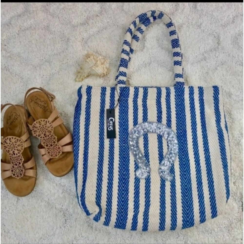 CIRCUS SAM EDELMAN NAUTICAL ROPE STRIPE DETAIL WESTERN RODE HORSE SHOR TOTE BAG